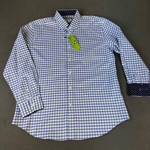 Bristol & Bull Mens Blue White Gingham Cotton Button Down Shirt Large NWT